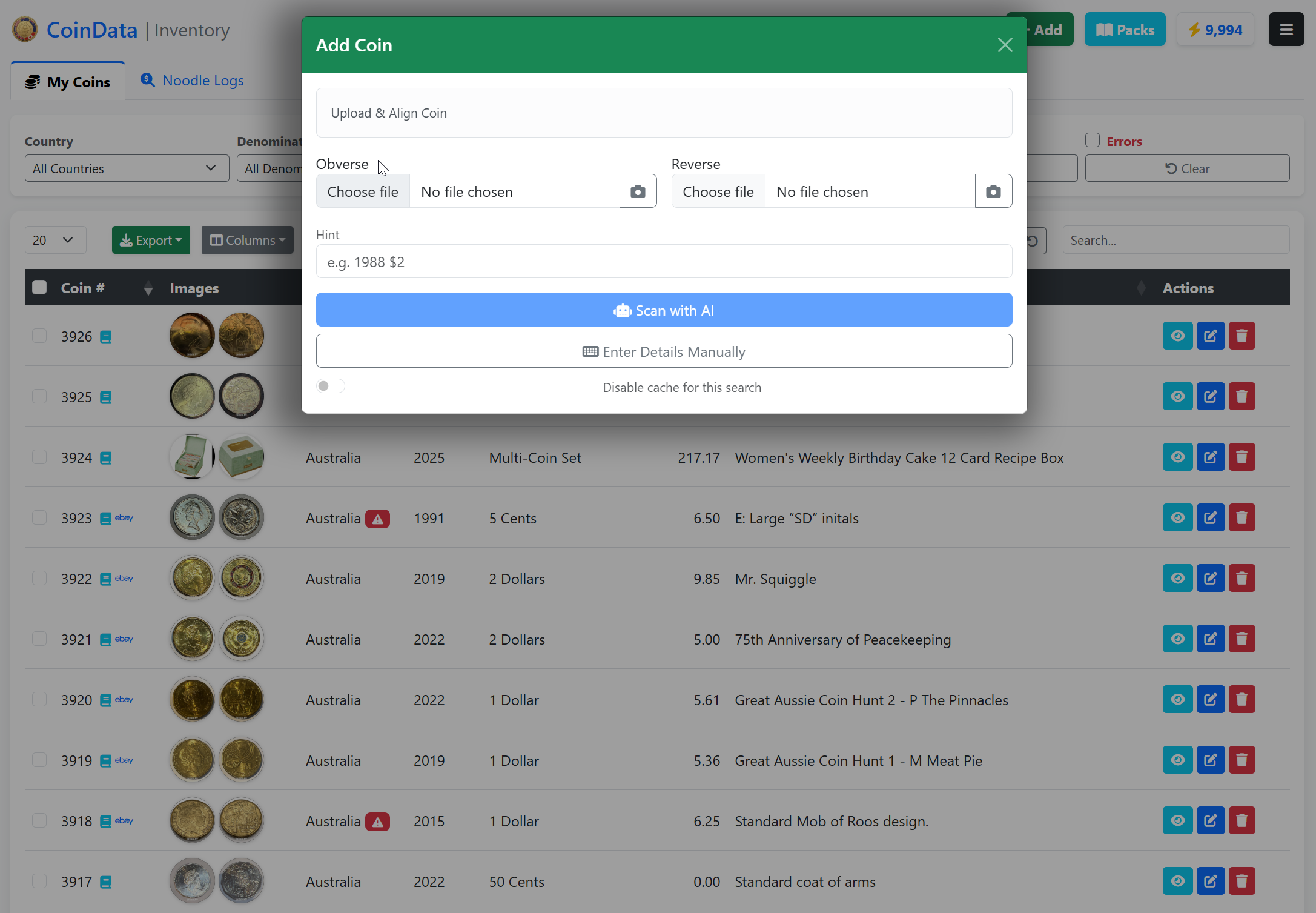 CoinData Inventory System